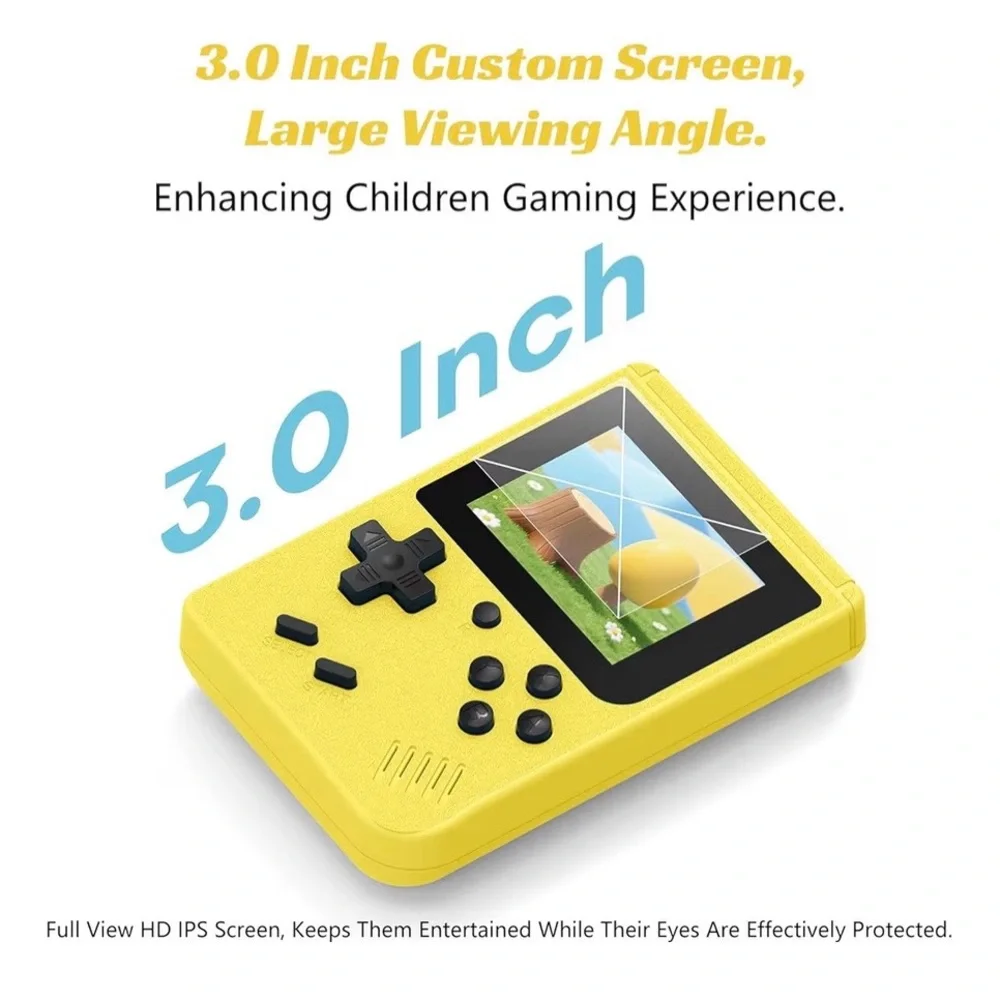 Portable handheld game console with 400+ retro games – yellow